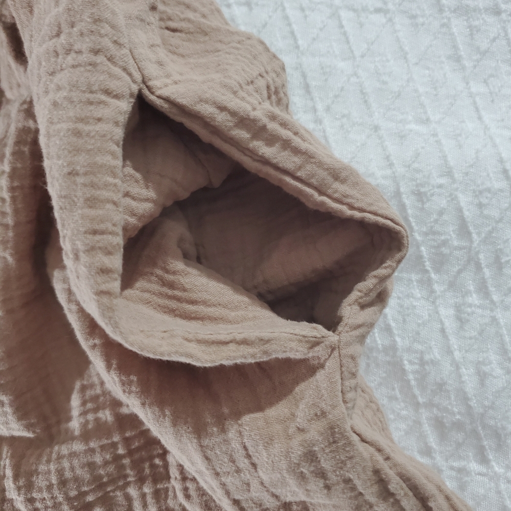 ICONE Par SIMONS Rare Taupe Gauze Organic Cotton Romper Shorts - Picture 8 of 16